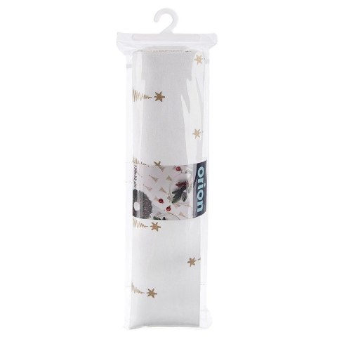 Bieżnik na Stół Bawełniany Świąteczny ORION 130 x 32 cm Choinka Biały