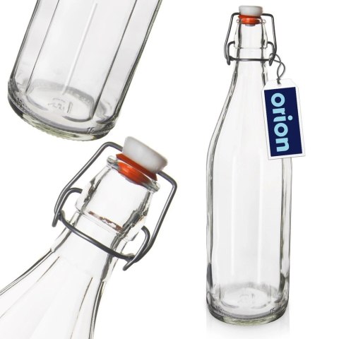 Butelka Szklana ORION 750 ml z Klipsem Retro na Wino Lemonadę lub Soki