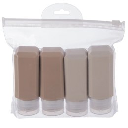 Butelki Podróżne Zestaw 4 szt. Silikon 90 ml ORION Szczelne Etui 16 x 16 cm