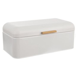 Chlebak Metalowy ORION Biały 42 x 24 x 16,5 cm Whiteline z Bambusowym Uchem