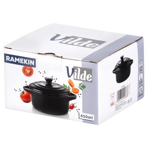 Miseczka do Zapiekania 450 ml Porcelanowa Czarna z Pokrywką VILDE