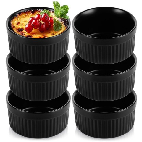 Miseczki do Zapiekania Pieczenia Ceramiczne Czarne VILDE 260 ml 6 szt.
