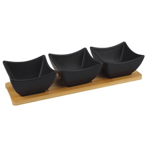 Miseczki na Przekąski Przystawki Porcelanowe Czarne ORION 31,5 cm 4 el.