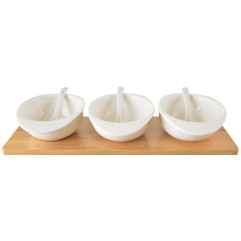 Miseczki na Przekąski WHITELINE 32 cm 7 el na Tacy Bambusowej ORION