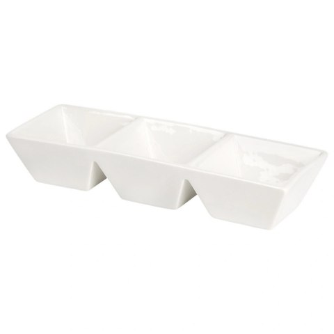 Miseczki na przekąski ceramiczne białe potrójne 29 cm