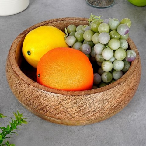 Miska na Owoce do Sałatki Dekoracyjna Drewniana ORION 18,5 cm 900 ml
