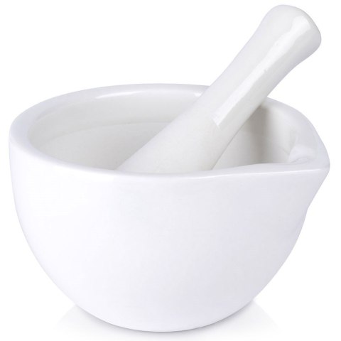 Moździerz z Tłuczkiem do Przypraw Porcelanowy Biały Houseware