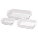 Naczynia Żaroodporne Ceramiczne Zestaw 3 szt. Białe Formy do Pieczenia