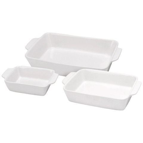 Naczynia Żaroodporne Ceramiczne Zestaw 3 szt. Białe Formy do Pieczenia