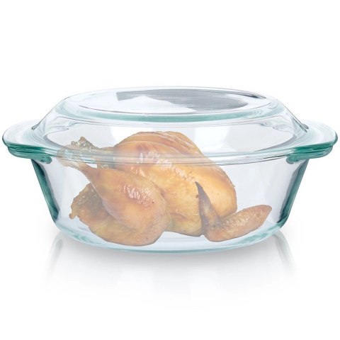 Naczynie Żaroodporne z Pokrywką do Pieczenia Szklane Małe VILDE 2 L + 750ml