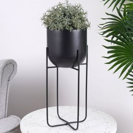 Osłonka na Doniczkę na Stojaku Metalowa 16,5 x 42 cm VILDE Czarna Glamour