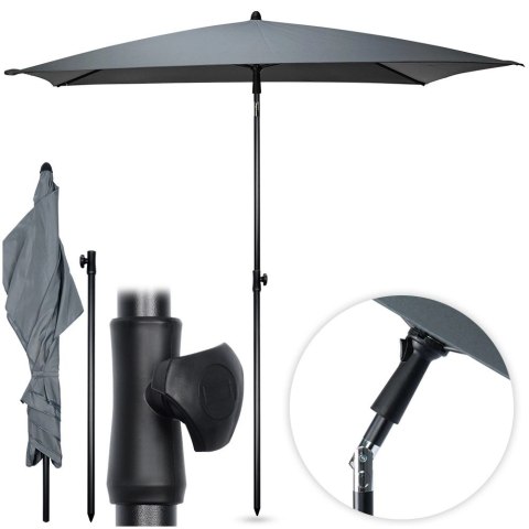 Parasol Ogrodowy Regulowany 125 x 200 cm VILDE Szary Ochrona UPF 30+