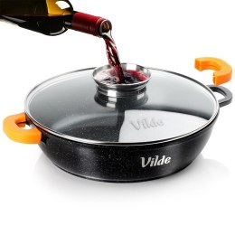 Patelnia Głęboka Granitowa 2,1 L 24 cm Pokrywka Aroma Dozownik VILDE