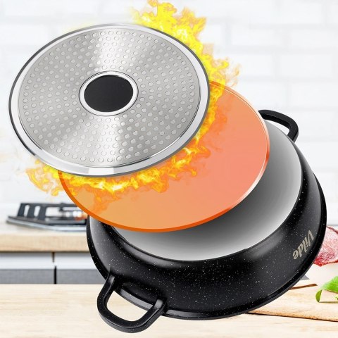 Patelnia Głęboka Granitowa 2,1 L 24 cm Pokrywka Aroma Dozownik VILDE