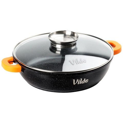 Patelnia Głęboka Granitowa 2,1 L 24 cm Pokrywka Aroma Dozownik VILDE