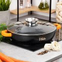 Patelnia Głęboka Granitowa 4,7 L 32 cm Pokrywka Aroma Dozownik VILDE