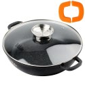 Patelnia Głęboka Granitowa 4,7 L 32 cm Pokrywka Aroma Dozownik VILDE