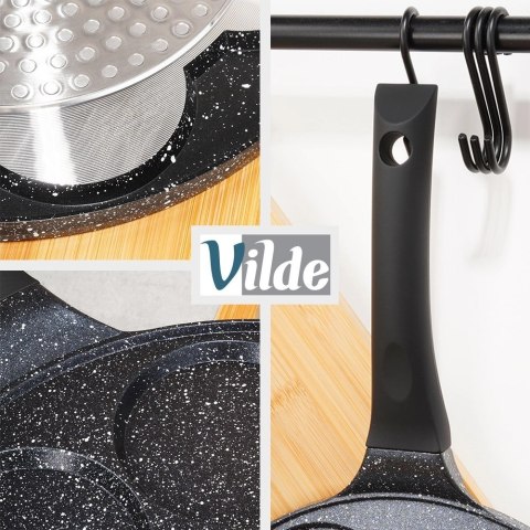 Patelnia do Jajek Granitowa 7 Otworów 26 cm VILDE Black Line Soft Touch