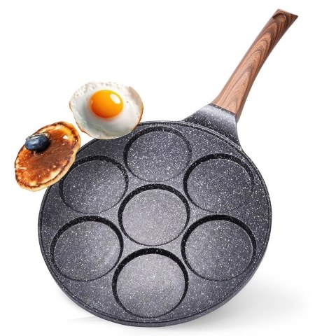 Patelnia do Jajek Granitowa 7 Otworów 26 cm VILDE Black&Wood Indukcja