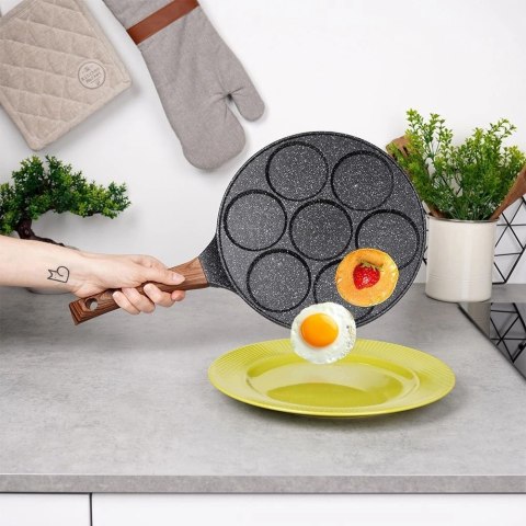 Patelnia do Jajek Granitowa 7 Otworów 26 cm VILDE Black&Wood Indukcja