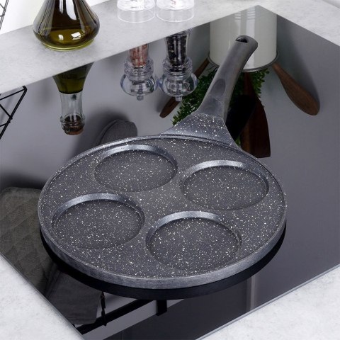 Patelnia do Jajek Placków 4 Otwory Granitowa Nieprzywierająca ORION 27 cm