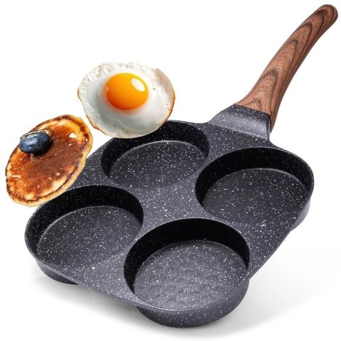 Patelnia do Jajek Placków Pancakes Granitowa 4 Otwory Solidna VILDE 19x19cm