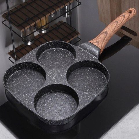 Patelnia do Jajek Placków Pancakes Granitowa 4 Otwory Solidna VILDE 19x19cm