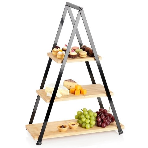 Patera 3-poziomowa Prostokątna Bambusowa 53 cm VILDE na Owoce