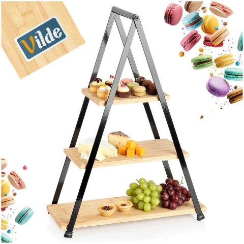 Patera 3-poziomowa Prostokątna Bambusowa 53 cm VILDE na Owoce