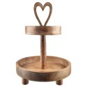 Patera Drewniana Dwupiętrowa 42 cm Mango Loft Serce Dekoracja