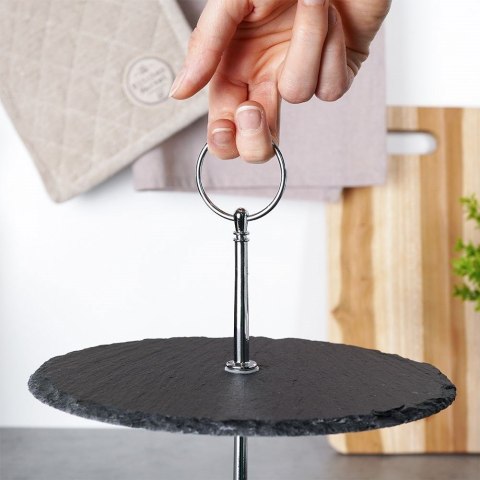 Patera Kamienna na Owoce Ciasto 2-piętrowa Dekoracyjna Solidna ORION 23 cm