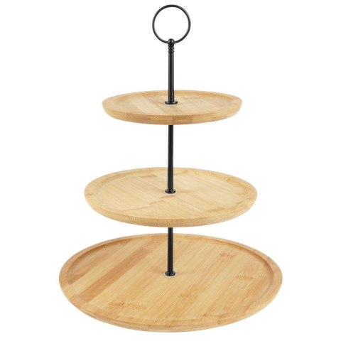 Patera do Serwowania Dekoracyjna Bambusowa Drewniana 3-Piętrowa ORION 35 cm