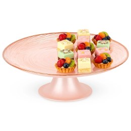Patera na Tort Ciasto na Nóżce Szkło Perłowy Róż 21 cm Home Styling