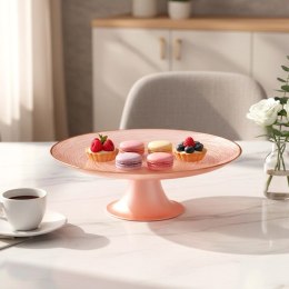 Patera na Tort Ciasto na Nóżce Szkło Perłowy Róż 21 cm Home Styling