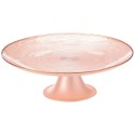 Patera na Tort Ciasto na Nóżce Szkło Perłowy Róż 21 cm Home Styling