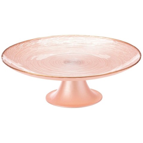 Patera na Tort Ciasto na Nóżce Szkło Perłowy Róż 21 cm Home Styling