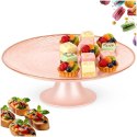 Patera na Tort Ciasto na Nóżce Szkło Perłowy Róż 21 cm Home Styling