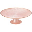 Patera na Tort Ciasto na Nóżce Szkło Perłowy Róż 28 cm Home Styling