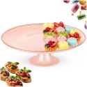 Patera na Tort Ciasto na Nóżce Szkło Perłowy Róż 28 cm Home Styling