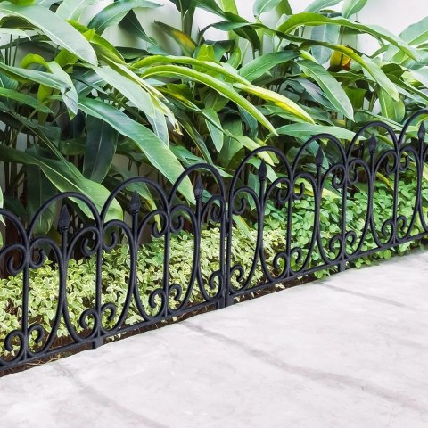Płotek Ogrodowy Czarny 60 x 33 cm VILDE 4 szt. Obrzeże Palisada