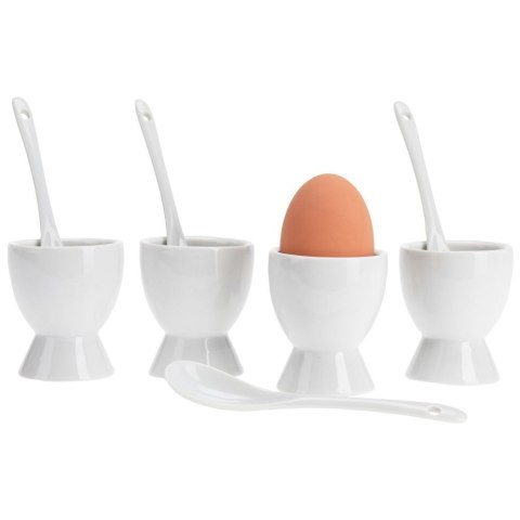 Podstawki na Jajka Porcelanowe Białe Łyżeczki EXCELLENT HOUSEWARE 4 szt.