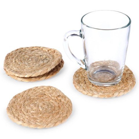 Podstawki pod Kubek Jutowe Naturalne Boho 4 szt. 10 cm HSC Okrągłe