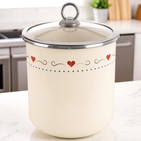 Pojemnik Emaliowany TONCA 1,4 L ORION Szklana Pokrywka 17 x 13 cm