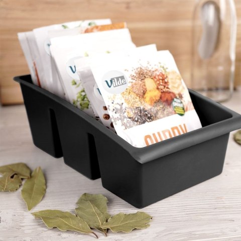 Pojemnik Organizer na Przyprawy Blat Kuchenny Pojemny Czarny VILDE 25x15 cm
