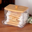 Pojemnik na Patyczki Bambus Podajnik 9 x 7 x 9 cm VILDE Drewniana Pokrywka
