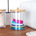 Pojemnik na Patyczki Płatki Bambus 7 x 10 cm VILDE z Drewnianą Pokrywką
