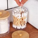 Pojemnik na Patyczki Płatki Bambus 7 x 10 cm VILDE z Drewnianą Pokrywką
