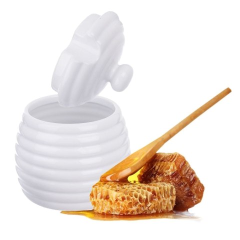 Pojemnik na miód z łyżką porcelanowy WHITELINE 340 ml