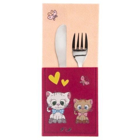 Pokrowiec Etui na Sztućce Dziecięcy Filc ORION Motyw KOTEK 21 x 9 cm