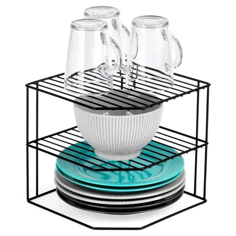 Półka Kuchenna Metalowa Czarna Narożna Loft 3-Poziomowa VILDE 22x22x21 cm